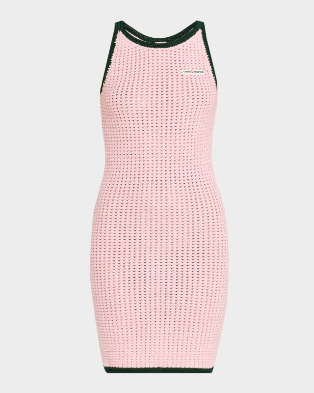 Mouline Open-Knit Sleeveless Mini Dress